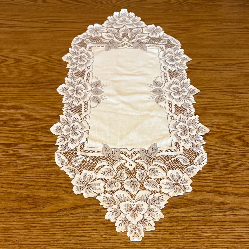 Elegant White Lace Table Runner